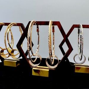 Abstract double hoop earrings: Rose Gold